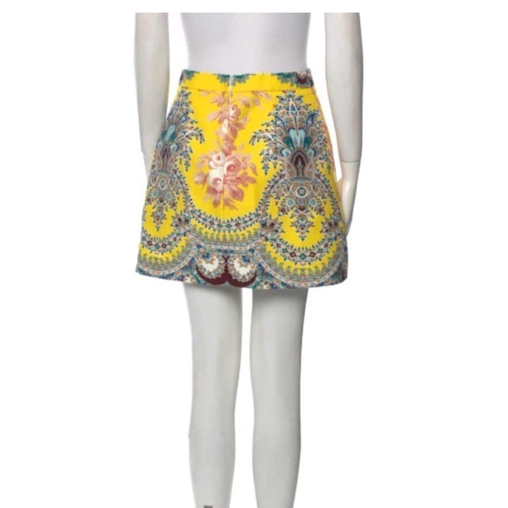 MSGM Milano Yellow Floral Print Cotton Mini Skirt US SZ 6 / IT 40! - Picture 4 of 11